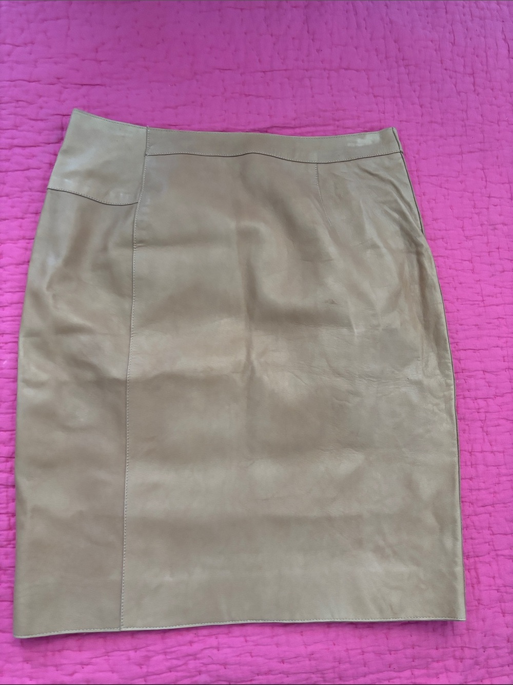 Alexander Wang Tan genuine Leather Pencil Skirt with Asymmetrical Zip, US6 - Picture 2 of 9